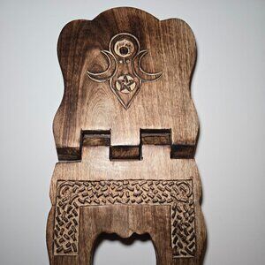 New Hand carved Book of Shadows Diary Alter Tabletop Holder Stand